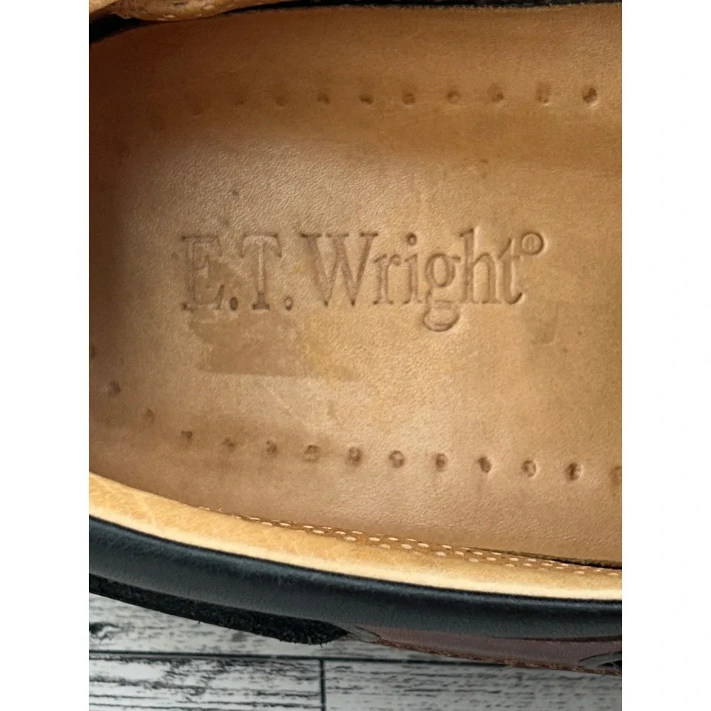 ET Wright Venezia Mens 9.5 Boat Shoes Black Brown‎ Leather Made in Italy 543549